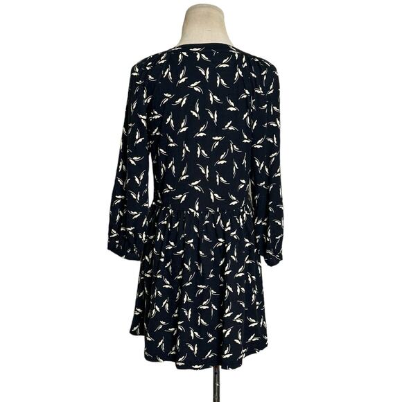 Maeve Winona black cream print 3/4 sleeves babydoll tunic top size Small - Picture 2 of 12